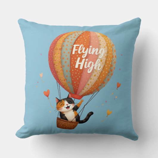 かわいい猫ホットエアバルーンお洒落アート クッション (正面)