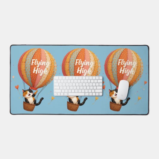 かわいい猫ホットエアバルーンお洒落アート デスクマット (キーボード&マウス)