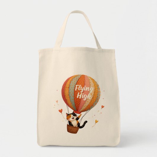 かわいい猫ホットエアバルーンお洒落アート トートバッグ (正面)