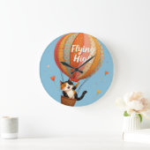 かわいい猫ホットエアバルーンお洒落アート ラージ壁時計 (ホーム)