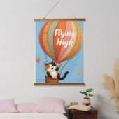 かわいい猫ホットエアバルーンお洒落アート 吊り下げ型タペストリー (寝室)