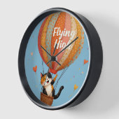 かわいい猫ホットエアバルーンお洒落アート 壁時計 (傾斜)