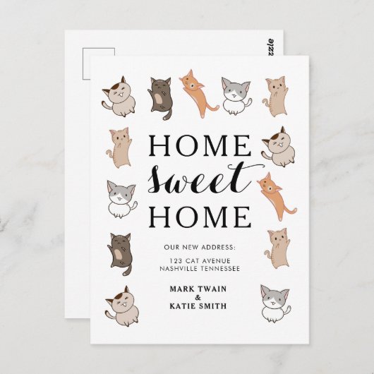 かわいい猫ホーム甘いホームムービングアナウンス ポストカード (正面/裏面)