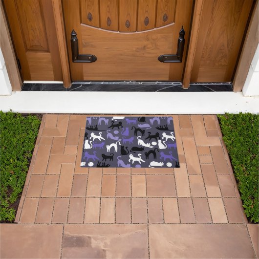 かわいい猫ポーズ、かわいいヨガ ドアマット (室外)