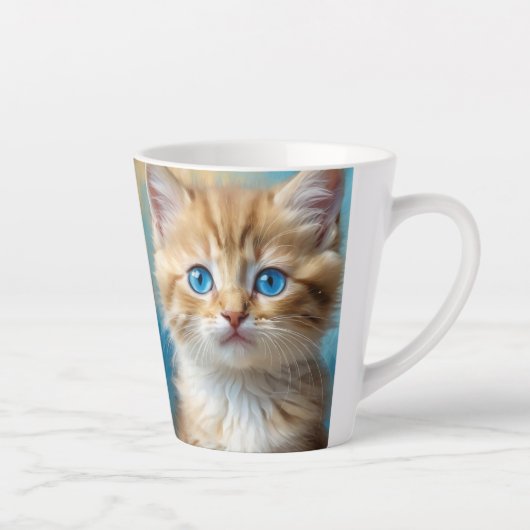 かわいい猫ポートレート カフェラテマグ (右)