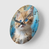 かわいい猫ポートレート ラウンド壁時計 (傾斜)