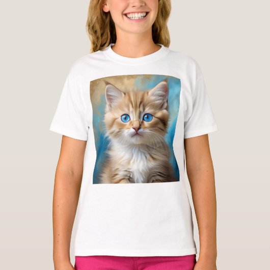 かわいい猫ポートレート Tシャツ (正面)