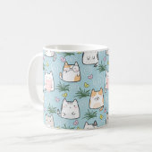 かわいい猫マグカップ – 青い姿のかわいい猫たち コーヒーマグカップ (正面左)