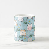 かわいい猫マグカップ – 青い姿のかわいい猫たち コーヒーマグカップ (中央)