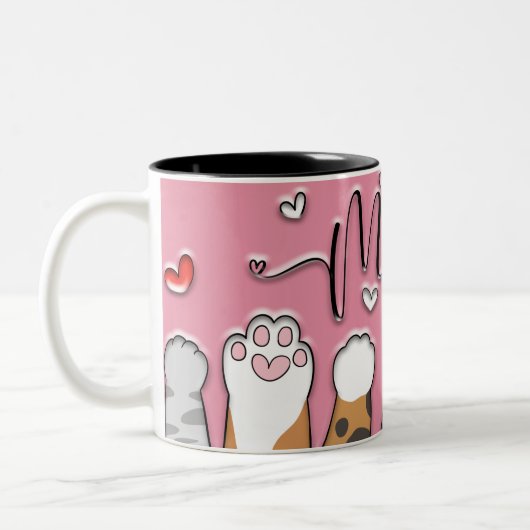 かわいい猫ママのギフトマグ ツートーンマグカップ (左)