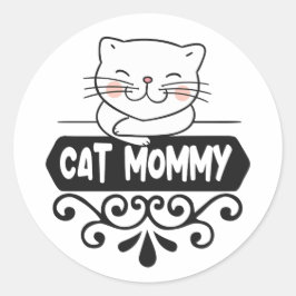 かわいい猫ママのペット動物愛好家 ラウンドシール