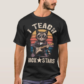 かわいい猫ママの先生 ロックスター バンドクルー Tシャツ
