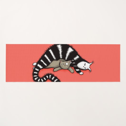 かわいい猫ママは家族が大好き ヨガマット (正面(横))