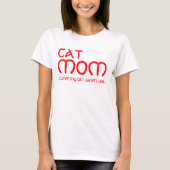 かわいい猫ママペット愛好家のための赤と白のデザイン Tシャツ (正面)