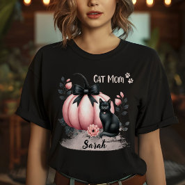 かわいい猫ママ半年ピンクパーソナライズされた色 Tシャツ