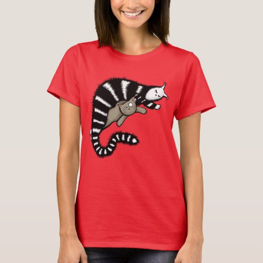 かわいい猫ママ家族の愛 Tシャツ (正面)