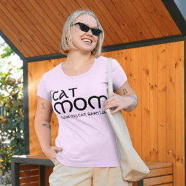 かわいい猫ママ ねこ好き 黒とピンクの可愛いデザイン Tシャツ