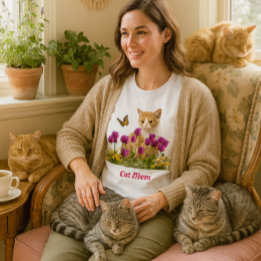 かわいい猫ママ/オレンジタブビーキャットホワイト Tシャツ