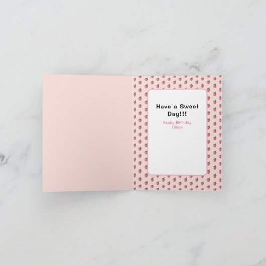 かわいい猫マンガのアイスクリーム甘いモダン誕生日 カード (内部)