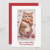 かわいい猫マンガのバレンタインデー シーズンカード (正面/裏面)