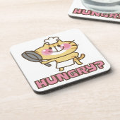 かわいい猫マンガシェフピンクおもしろいキッズパーティー コースター (左側)