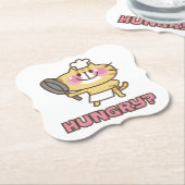 かわいい猫マンガシェフピンクおもしろいキッズパーティー ペーパーコースター (アングル)