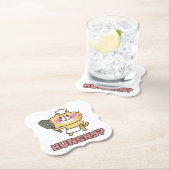 かわいい猫マンガシェフピンクおもしろいキッズパーティー ペーパーコースター (インサイチュ)