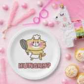 かわいい猫マンガシェフピンクおもしろいキッズパーティー ペーパープレート (パーティー)