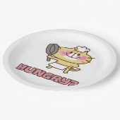 かわいい猫マンガシェフピンクおもしろいキッズパーティー ペーパープレート (アングル)