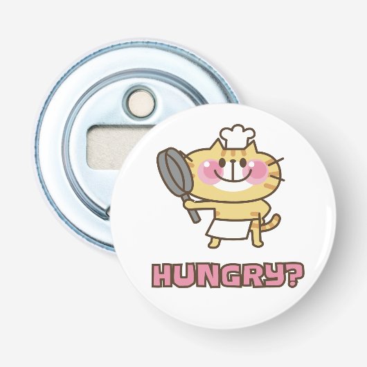 かわいい猫マンガシェフピンクおもしろいキッズパーティー 栓抜き (正面)