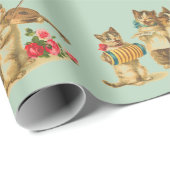 かわいい猫ミュージシャン誕生日 ラッピングペーパー (ロールコーナー)