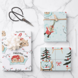 かわいい猫メオウィクリスマスパターン ラッピングペーパーシート