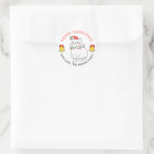 かわいい猫メリークリスマスステッカー猫とライト ラウンドシール (バッグ)