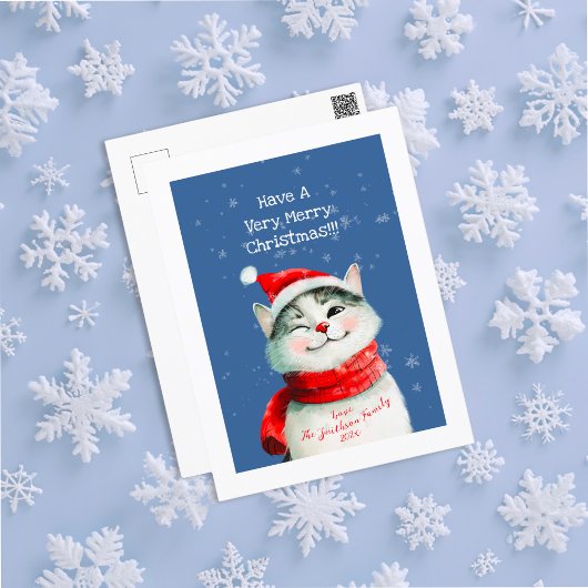 かわいい猫メリークリスマスポストカード シーズンポストカード