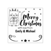 かわいい猫メリークリスマス愛とカップル ラバースタンプ (インプリント)