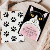 かわいい猫モダンアーチガーリー赤ちゃんシャワー 招待状