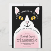 かわいい猫モダンアーチガーリー赤ちゃんシャワー 招待状 (正面)