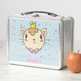 かわいい猫モノグラムの弁当 メタルランチボックス
