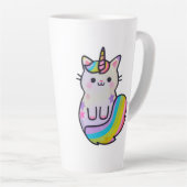 かわいい猫ユニコーン虹 カフェラテマグ (右アングル)