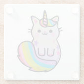 かわいい猫ユニコーン虹 ガラスコースター (裏面)