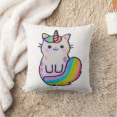 かわいい猫ユニコーン虹 クッション (ブランケット)