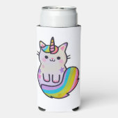 かわいい猫ユニコーン虹 スリム缶クーラー (Seltzer裏面)