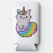 かわいい猫ユニコーン虹 スリム缶クーラー (裏面)
