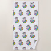 かわいい猫ユニコーン虹 ビーチタオル (正面)