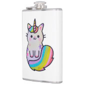 かわいい猫ユニコーン虹 フラスク (左)