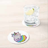 かわいい猫ユニコーン虹 ラウンドペーパーコースター (インサイチュ)