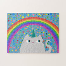 かわいい猫ユニコーン パズル 虹 星 ギフト