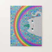 かわいい猫ユニコーン パズル 虹 星 ギフト (縦)
