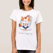 かわいい猫ヨガ恋人先生ママ女性ギフト Tシャツ (正面)