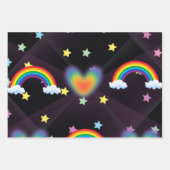かわいい猫ラッピング紙レインボー&カラフルスタンド ラッピングペーパーシート (正面2)